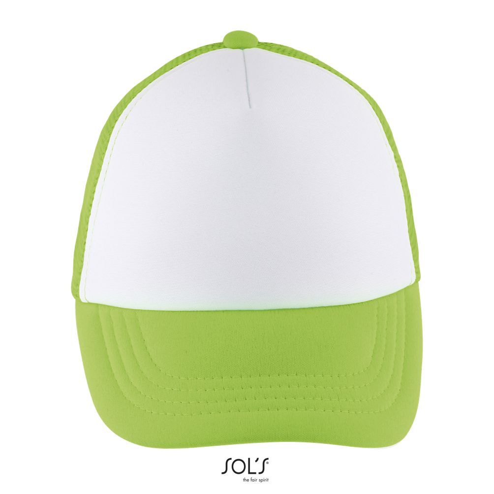 Gorra De Malla De 5 Paneles Para Niño SOL'S BUBBLE KIDS Blanco / Verde Neón