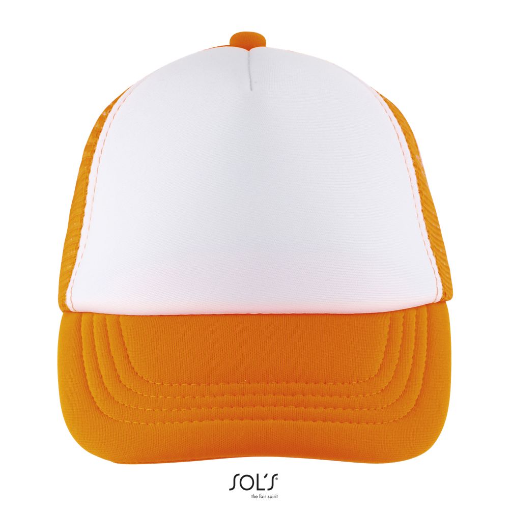 Gorra De Malla De 5 Paneles Para Niño SOL'S BUBBLE KIDS Blanco / Naranja fluor