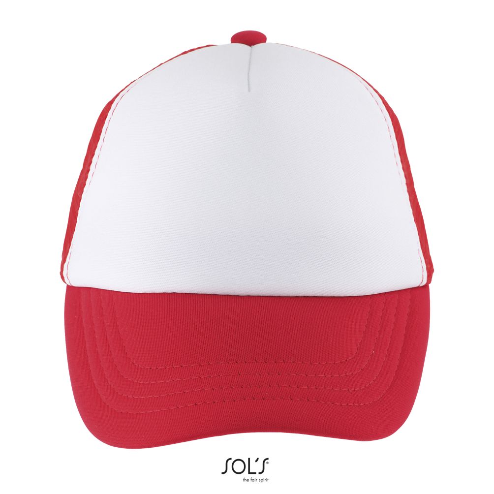 Gorra De Malla De 5 Paneles Para Niño SOL'S BUBBLE KIDS BLANCO / ROJO