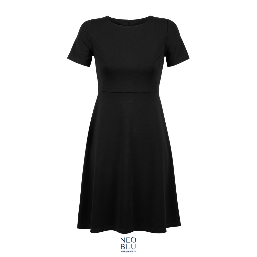 Vestido Midi Manga Corta NEOBLU CAMILLE NEGRO PROFUNDO