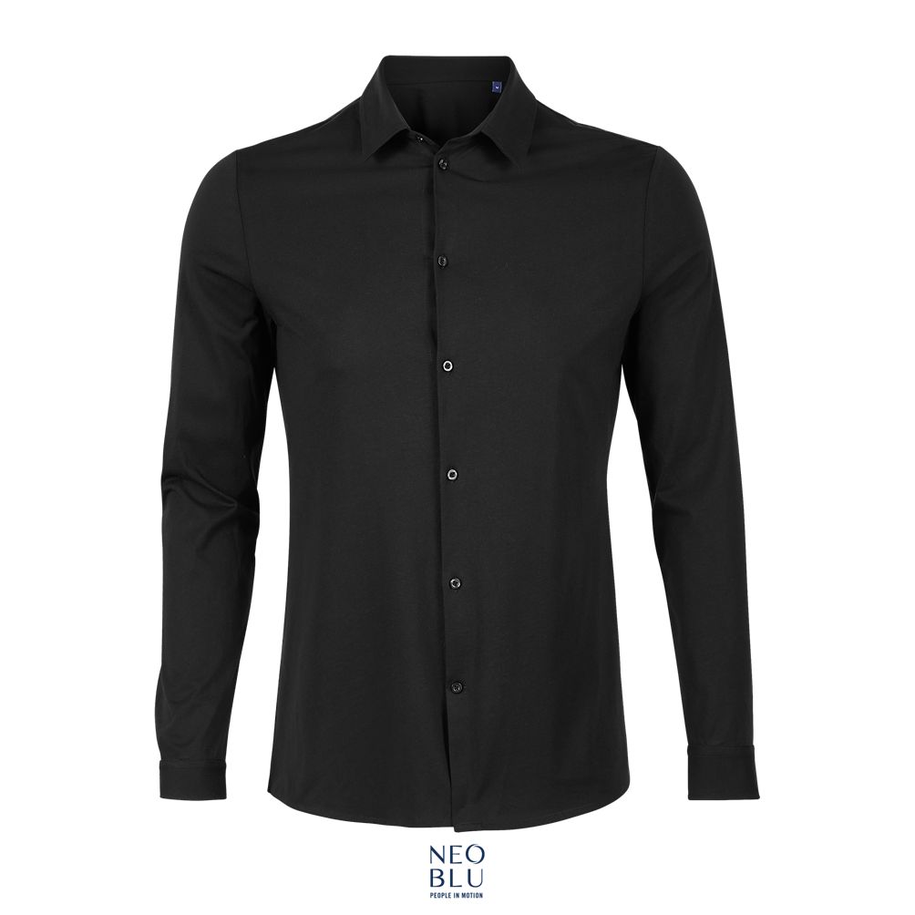 Camisa Hombre De Punto Liso Mercerizado NEOBLU BALTHAZAR MEN NEGRO PROFUNDO
