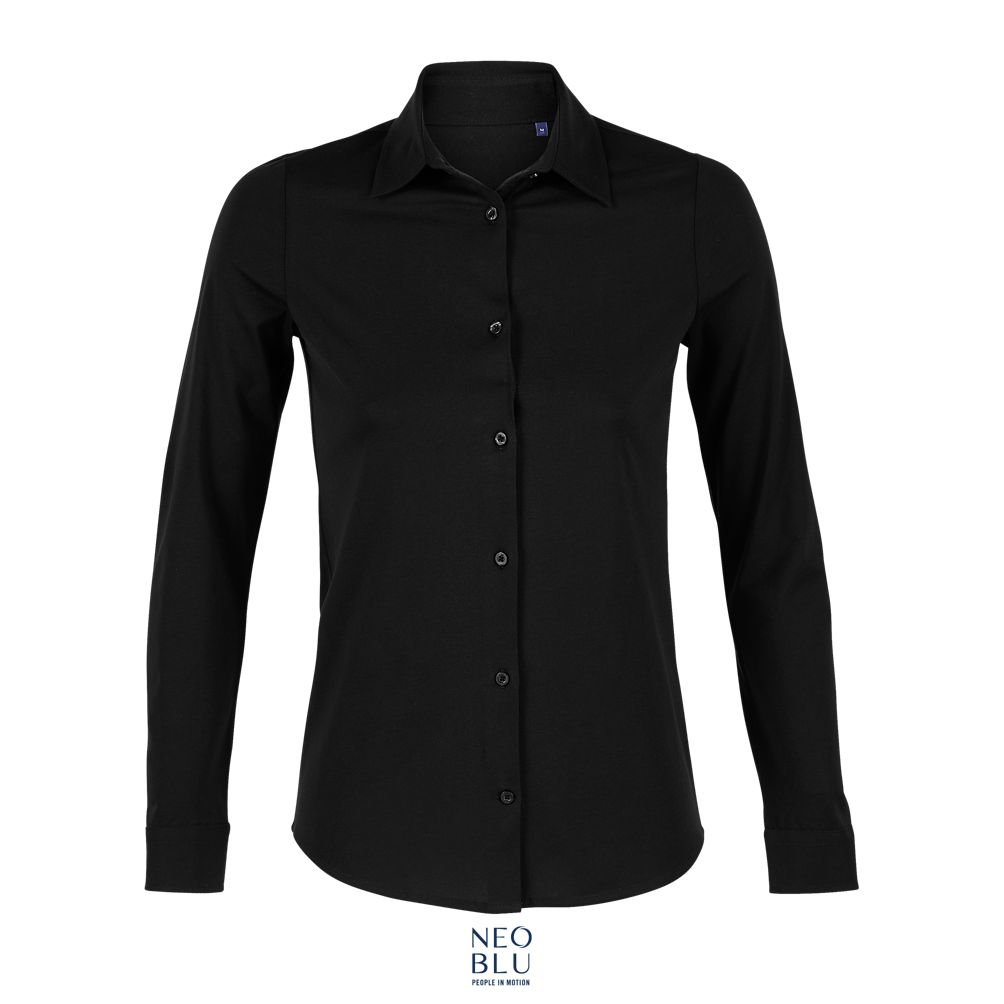 Camisa Mujer De Punto Liso Mercerizado NEOBLU BALTHAZAR WOMEN NEGRO PROFUNDO