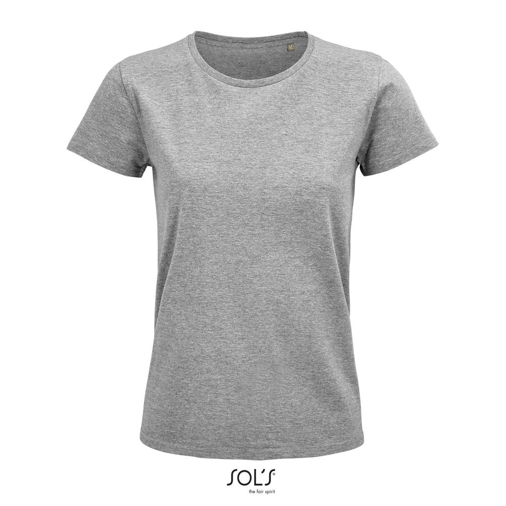 Camiseta Mujer Ajustada De Punto Liso Y Cuello Redondo SOL'S PIONEER WOMEN GRIS MEZCLA