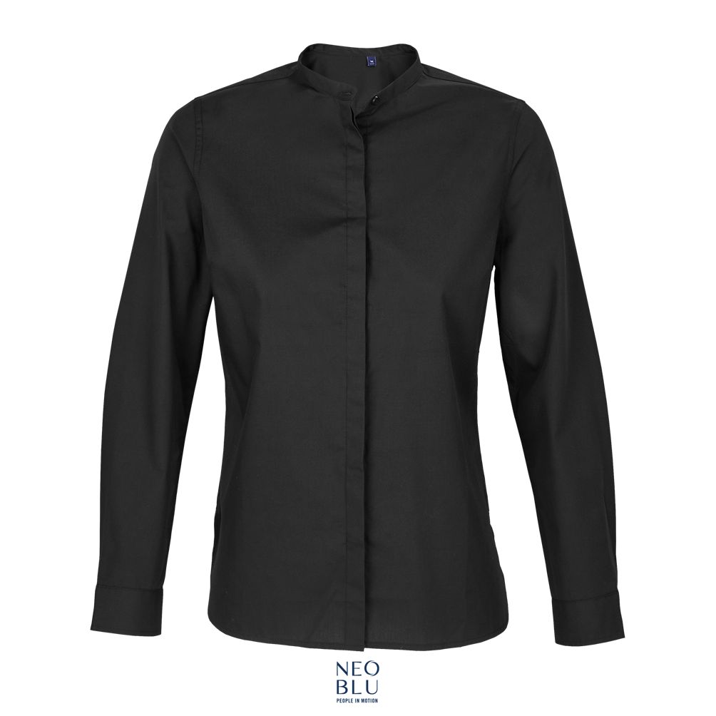 Camisa De Cuello Mandarín Para Mujer NEOBLU BART WOMEN NEGRO PROFUNDO