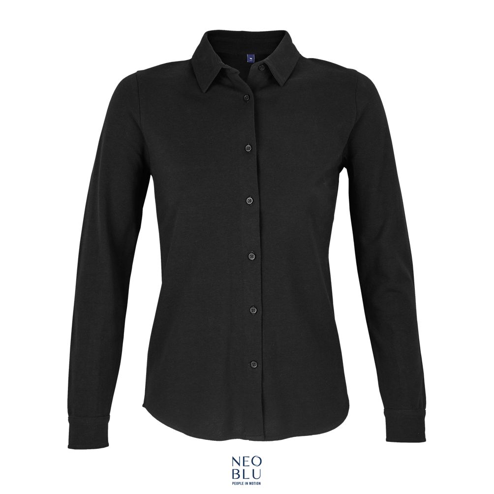 Camisa De Piqué De Algodón Para Mujer NEOBLU BASILE WOMEN NEGRO PROFUNDO