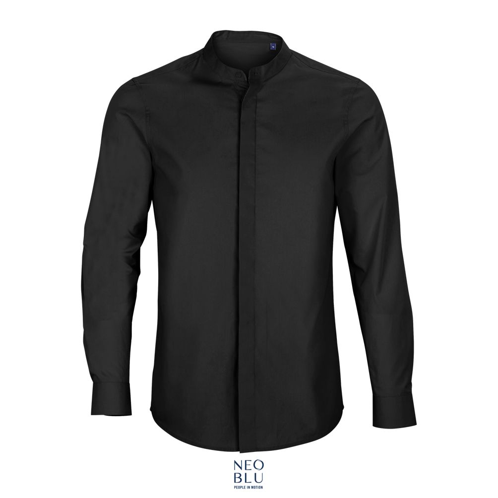 Camisa De Hombre Con Cuello Mandarín NEOBLU BART MEN NEGRO PROFUNDO