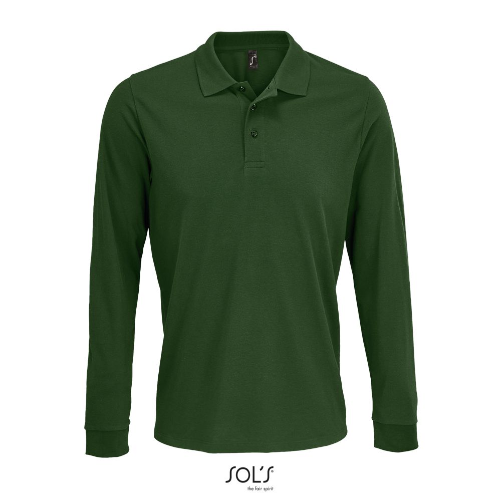 Polo Unisex Manga Larga De Polialgodón SOL'S PRIME LSL VERDE BOTELLA