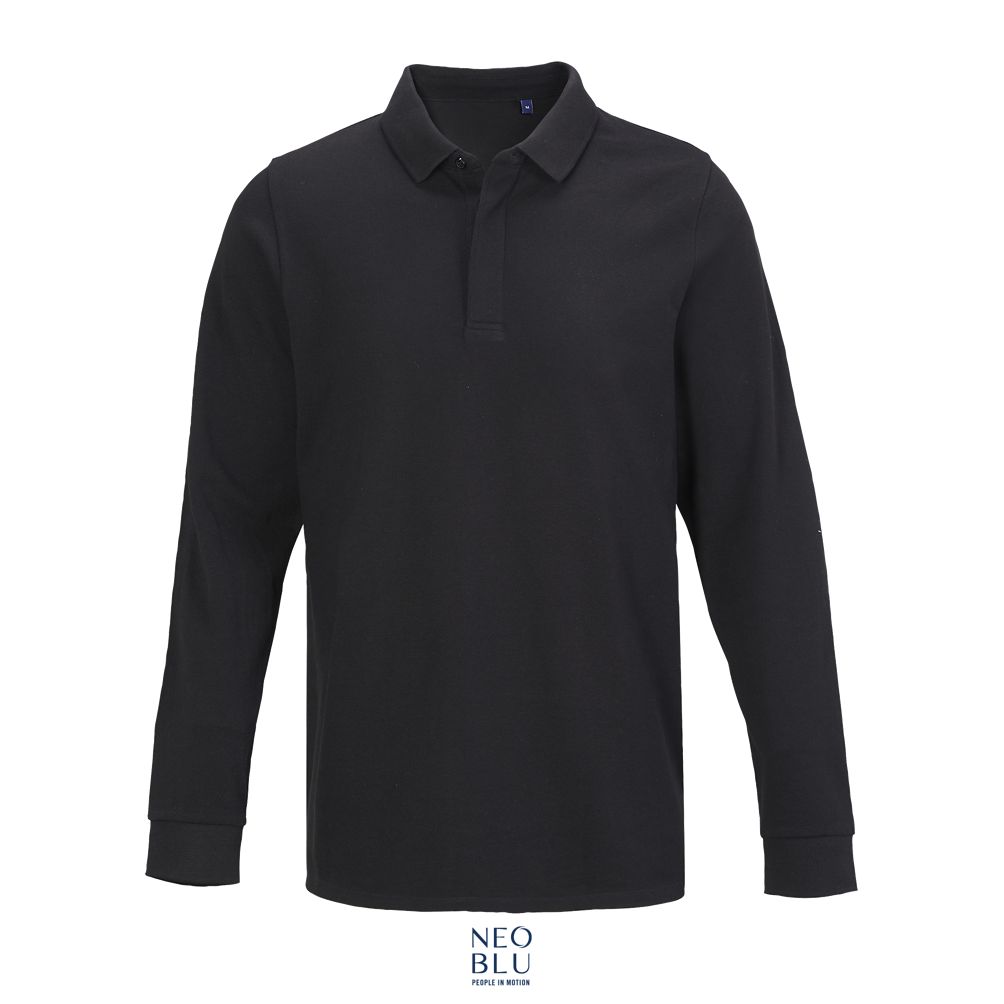 Polo Hombre Manga Larga Con Tapeta Oculta NEOBLU OWEN LSL MEN NEGRO PROFUNDO