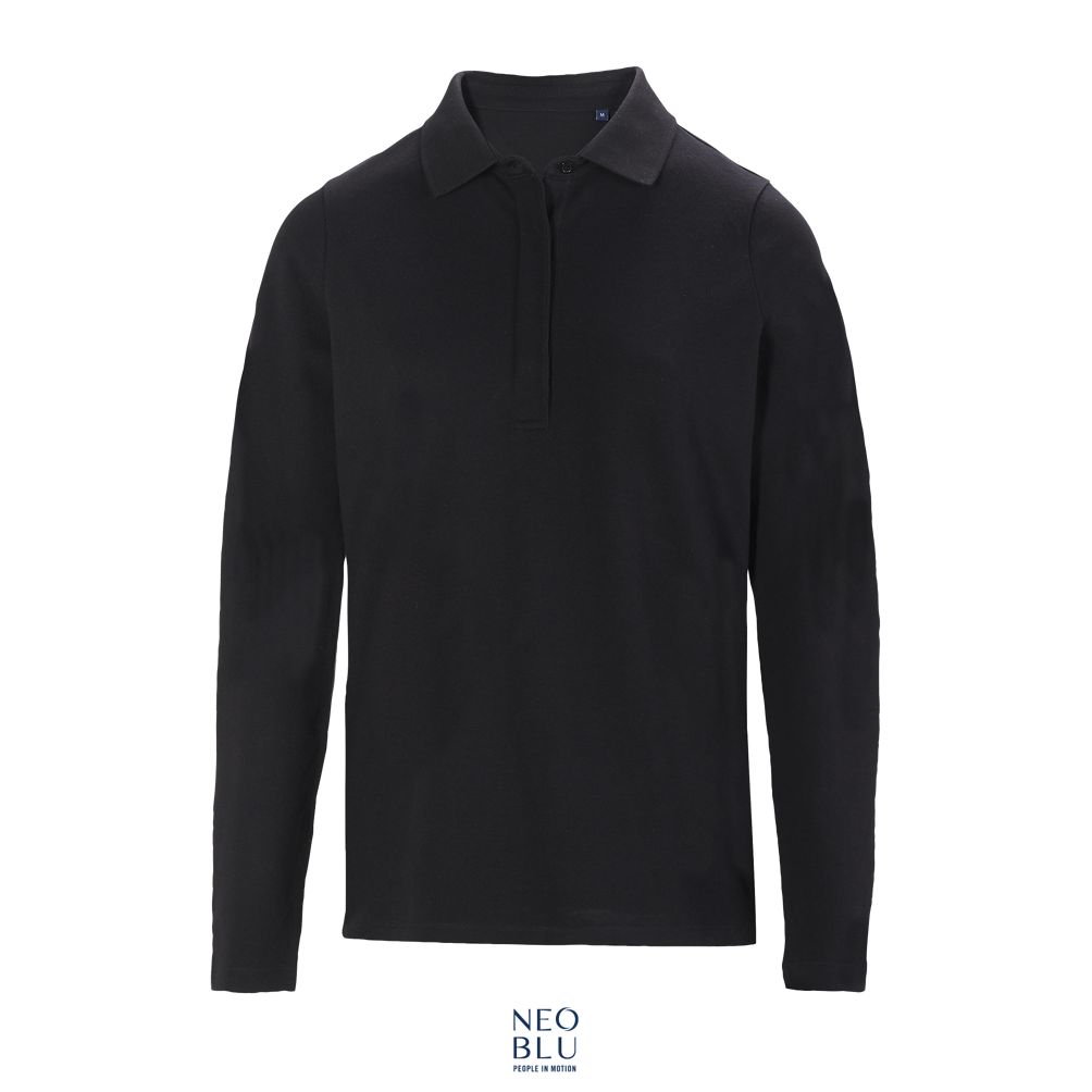 Polo Mujer Manga Larga Con Tapeta Oculta NEOBLU OWEN LSL WOMEN NEGRO PROFUNDO