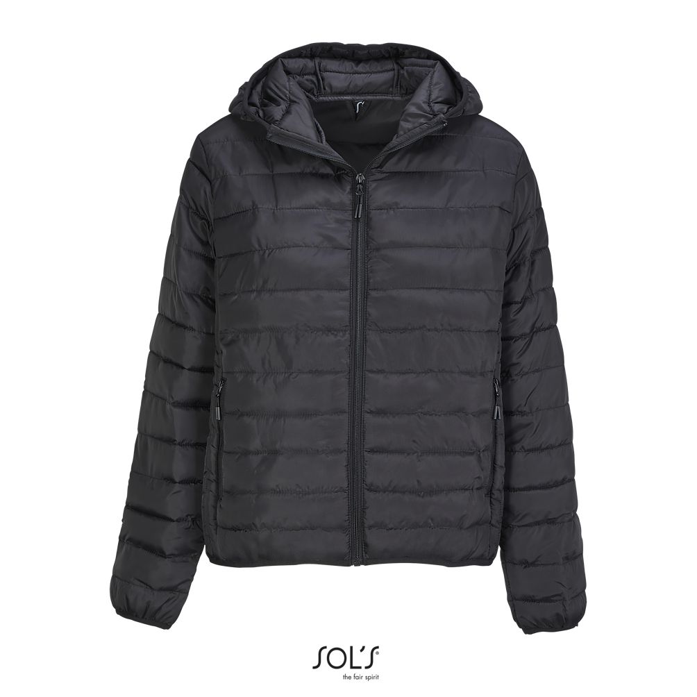 Chaqueta Acolchada Ligera Mujer Con Capucha SOL'S STREAM HOODED WOMEN NEGRO