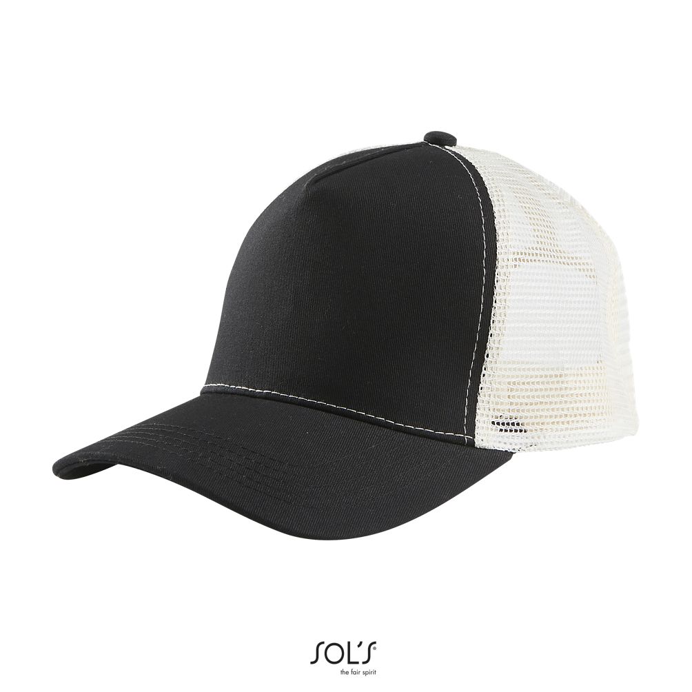 Gorra De Malla De 5 Paneles SOL'S BLINK Negro/Off-White