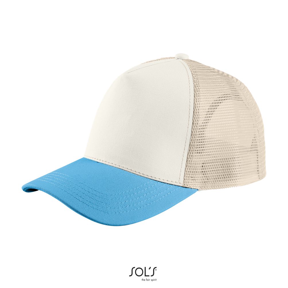 Gorra De Malla De 5 Paneles SOL'S BLINK Off-Wh/Aqua/Lino