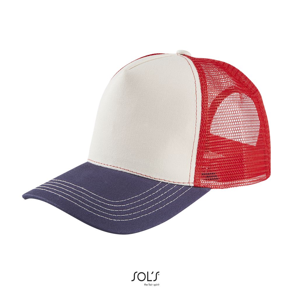 Gorra De Malla De 5 Paneles SOL'S BLINK Off-Wh/Fr Mar/Rojo Brillante
