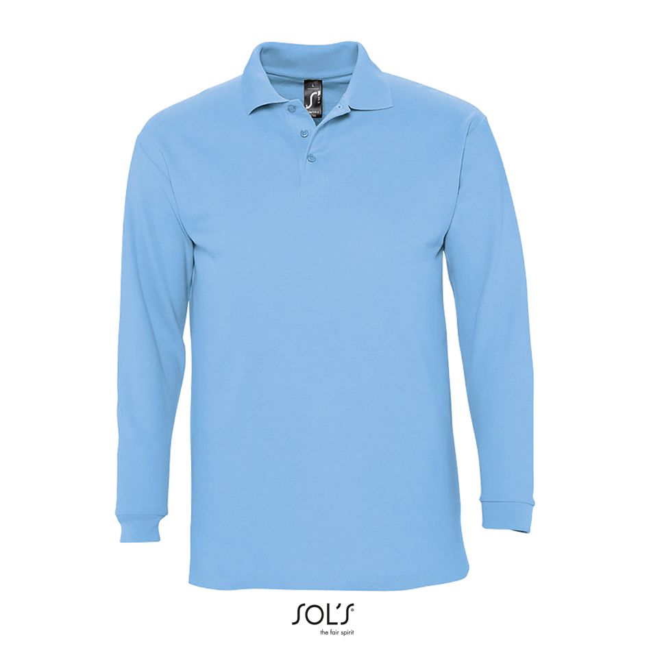 Polo Manga Larga Para Hombre SOL'S WINTER II AZUL CIELO