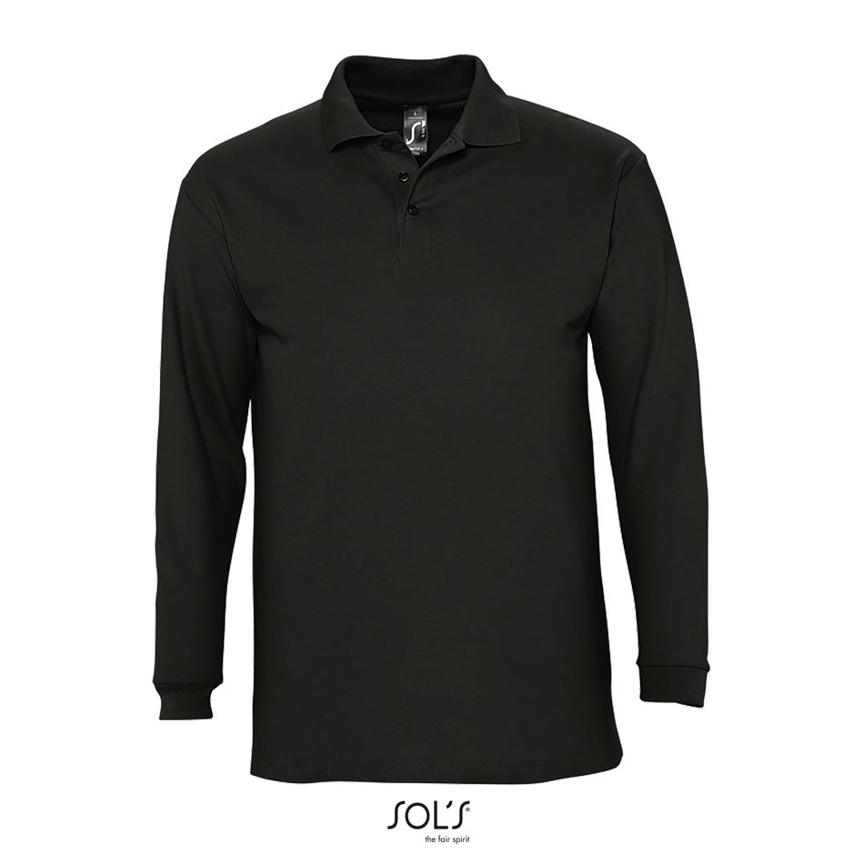 Polo Manga Larga Para Hombre SOL'S WINTER II NEGRO