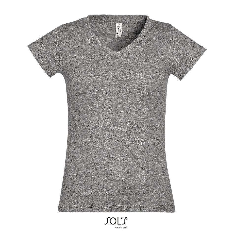 Camiseta Mujer Cuello Pico SOL'S MOON GRIS MEZCLA