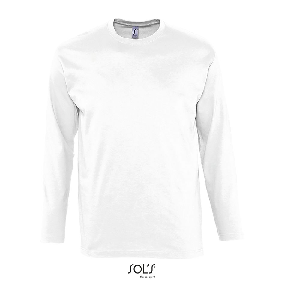Camiseta Hombre Cuello Redondo Manga Larga SOL'S MONARCH BLANCO