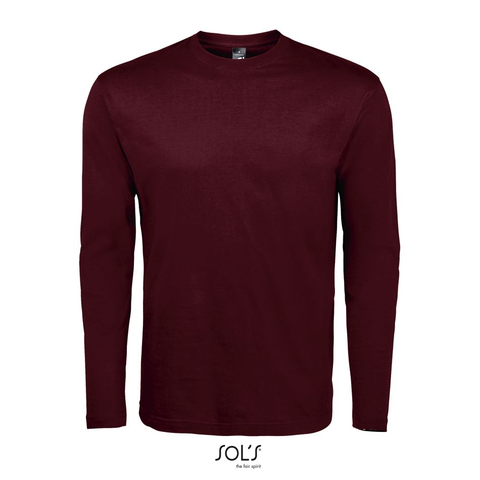 Camiseta Hombre Cuello Redondo Manga Larga SOL'S MONARCH Borgoña