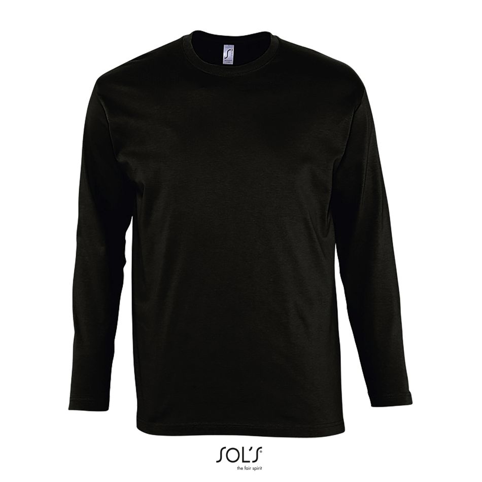 Camiseta Hombre Cuello Redondo Manga Larga SOL'S MONARCH NEGRO PROFUNDO