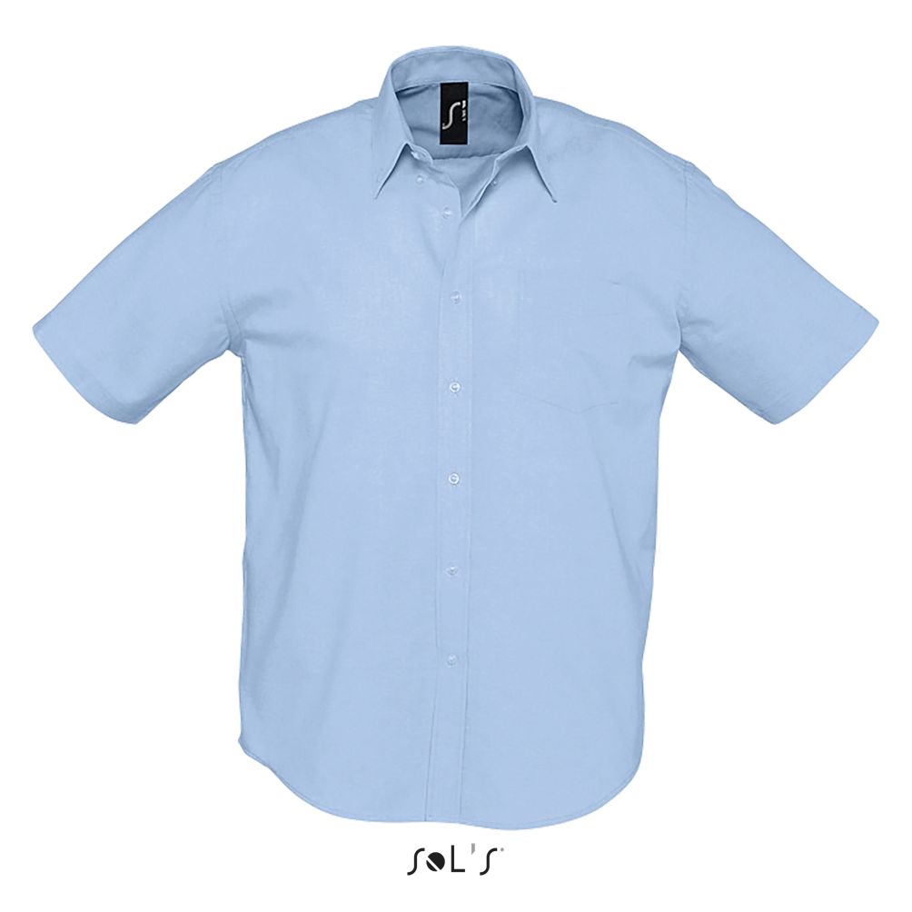 Camisa Oxford Hombre Manga Corta SOL'S BRISBANE AZUL CIELO