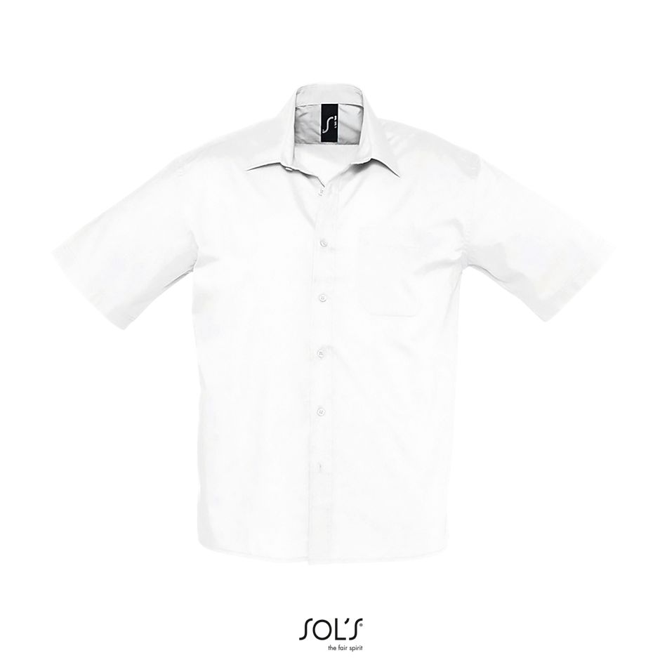 Camisa Popelín Hombre Manga Corta SOL'S BRISTOL BLANCO