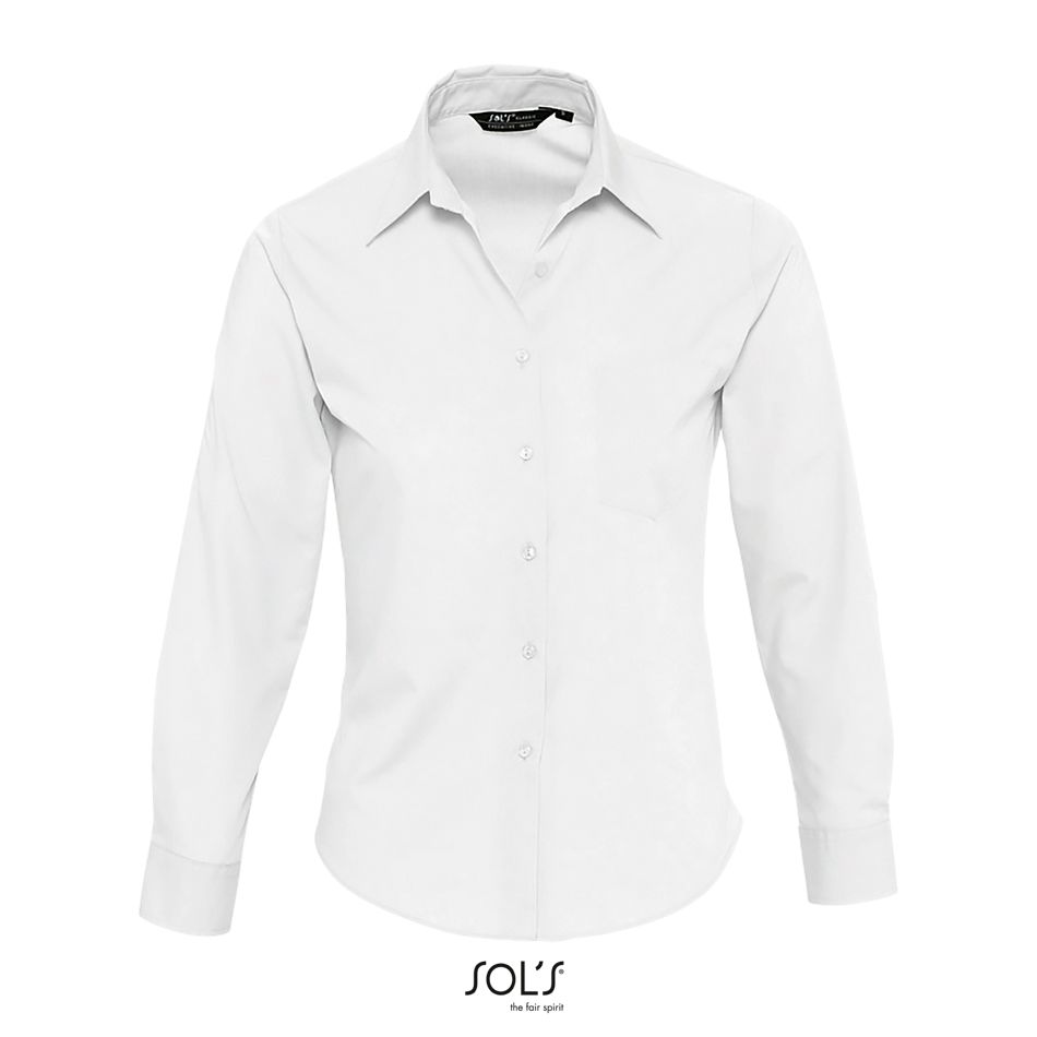 Camisa Mujer Popelín Manga Larga SOL'S EXECUTIVE BLANCO