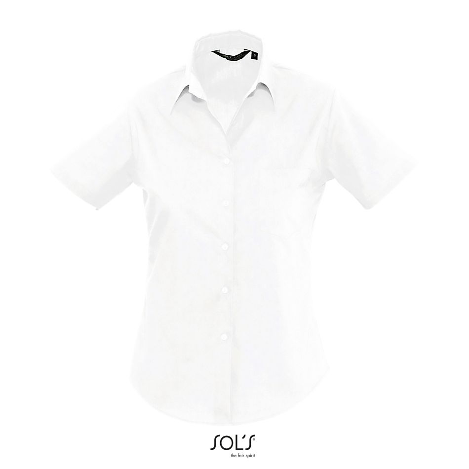 Camisa Popelín Mujer Manga Corta SOL'S ESCAPE BLANCO