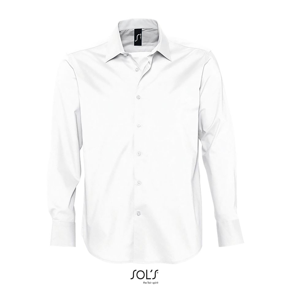 Camisa Hombre Strech Manga Larga SOL'S BRIGHTON BLANCO