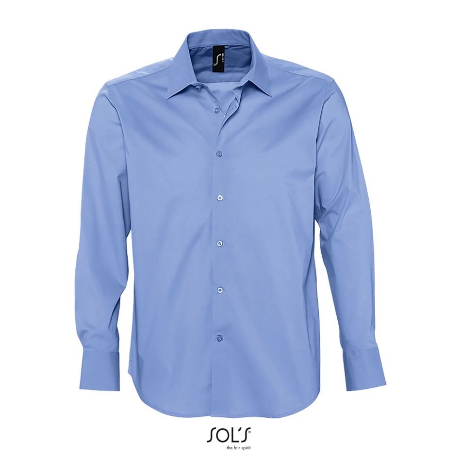 Camisa Hombre Strech Manga Larga SOL'S BRIGHTON AZUL CIELO