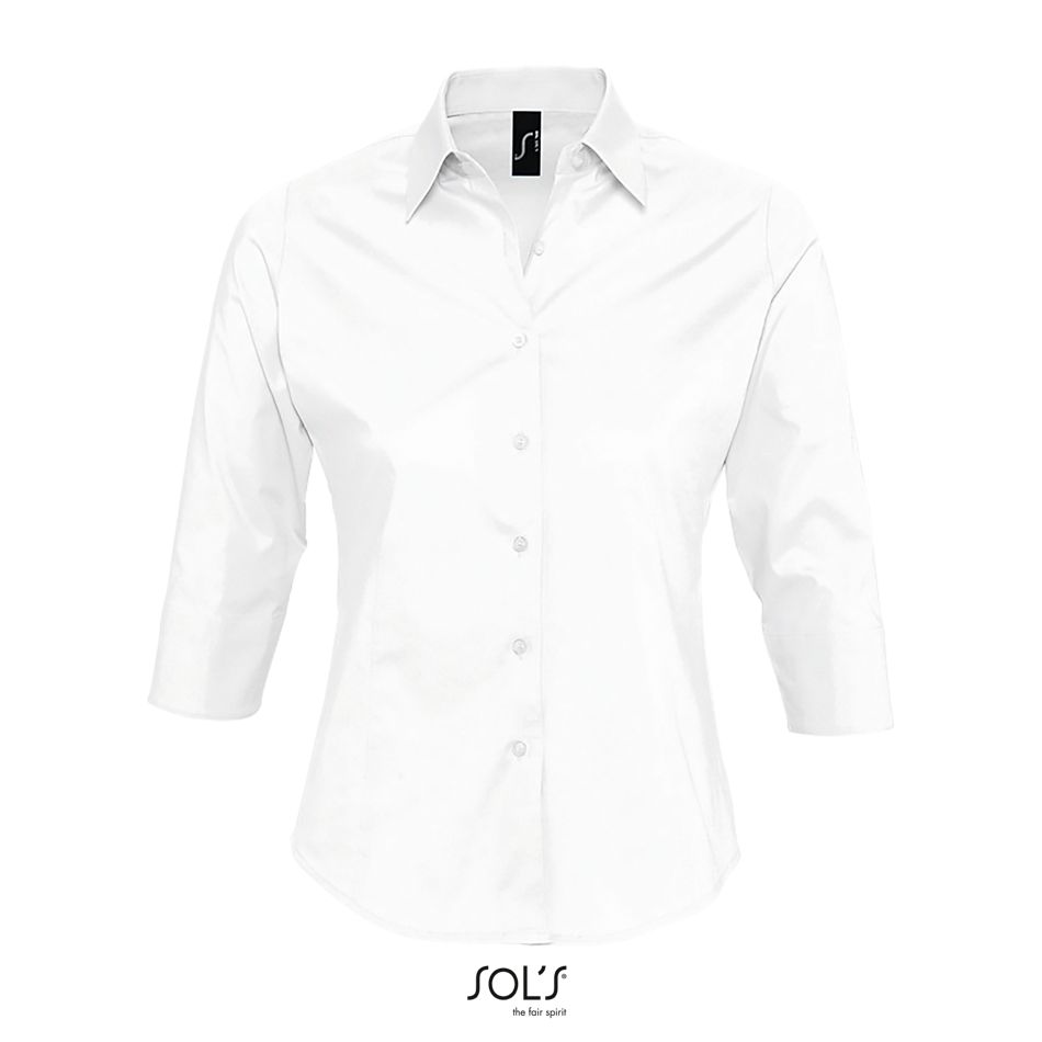 Camisa Stretch Mujer Manga 3/4 SOL'S EFFECT BLANCO