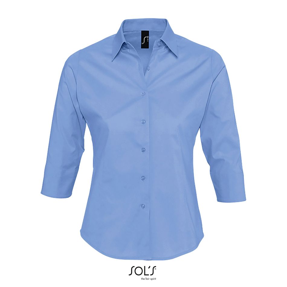 Camisa Stretch Mujer Manga 3/4 SOL'S EFFECT AZUL CIELO