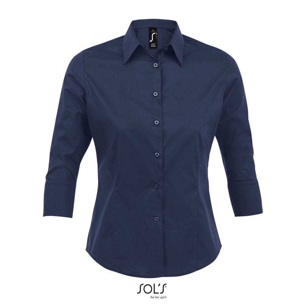 Camisa Stretch Mujer Manga 3/4 SOL'S EFFECT Azul oscuro