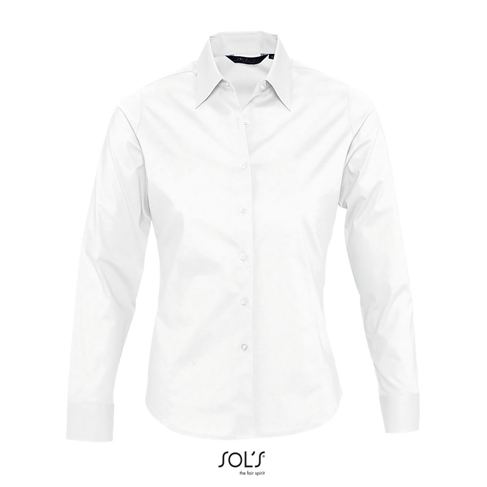 Camisa Stretch Mujer Manga Larga SOL'S EDEN BLANCO