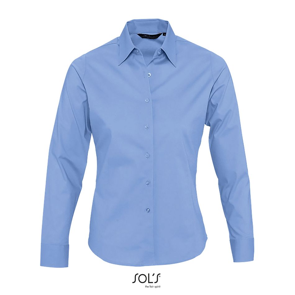 Camisa Stretch Mujer Manga Larga SOL'S EDEN AZUL CIELO