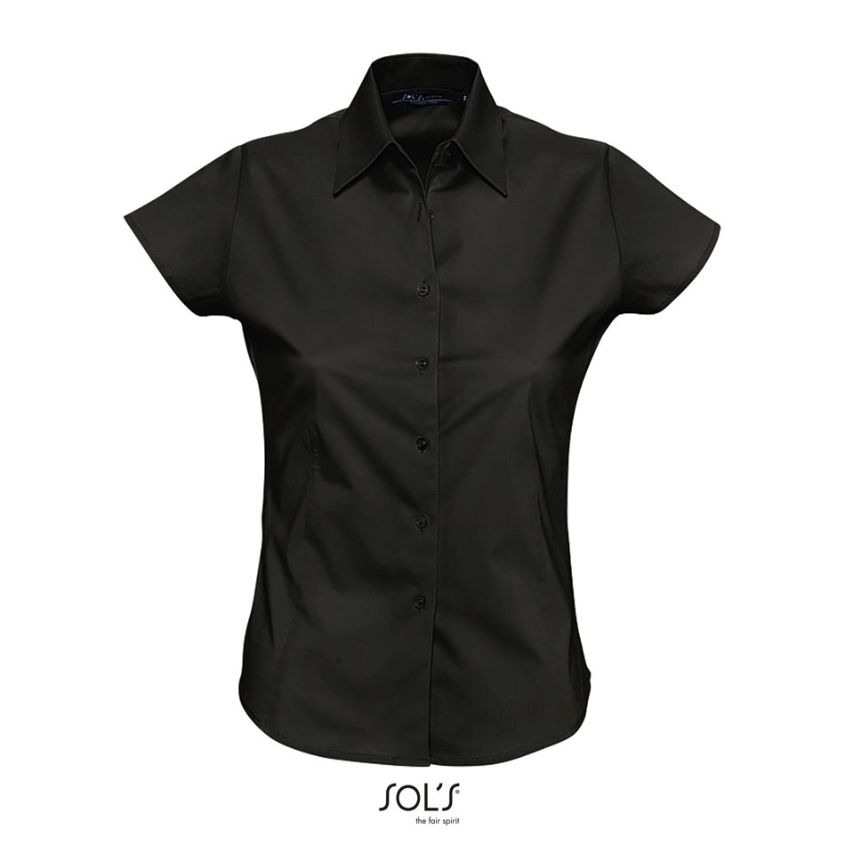 Camisa Strech Mujer Manga Corta SOL'S EXCESS NEGRO