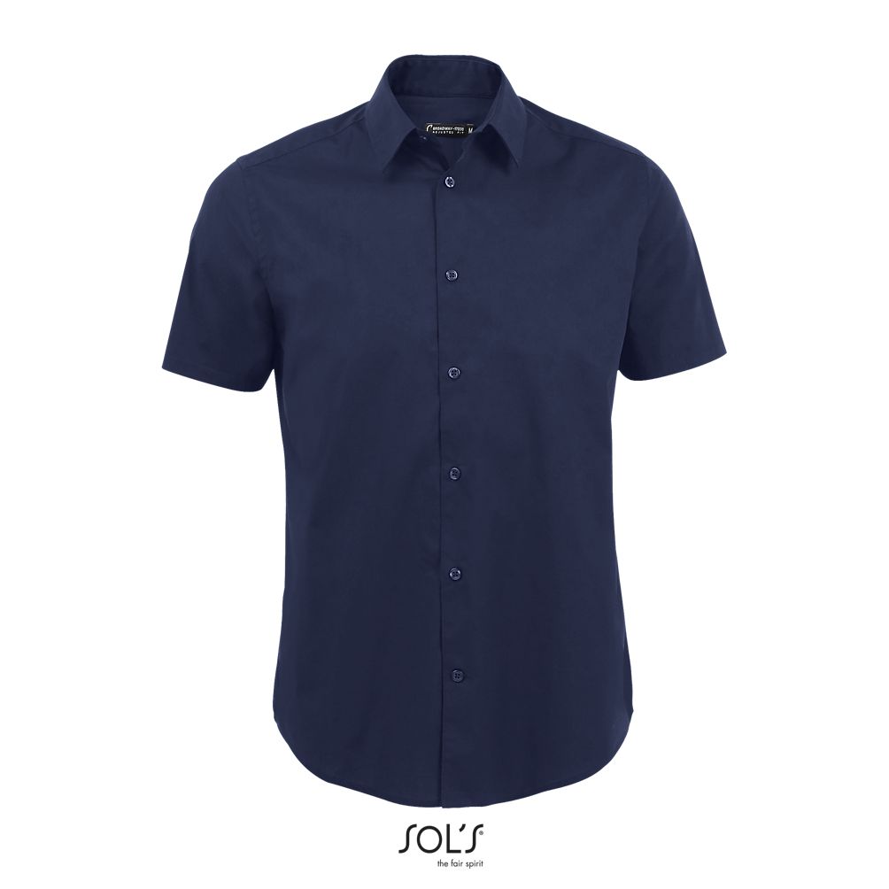 Camisa Strech Hombre Manga Corta SOL'S BROADWAY Azul oscuro