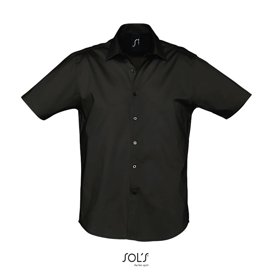 Camisa Strech Hombre Manga Corta SOL'S BROADWAY NEGRO