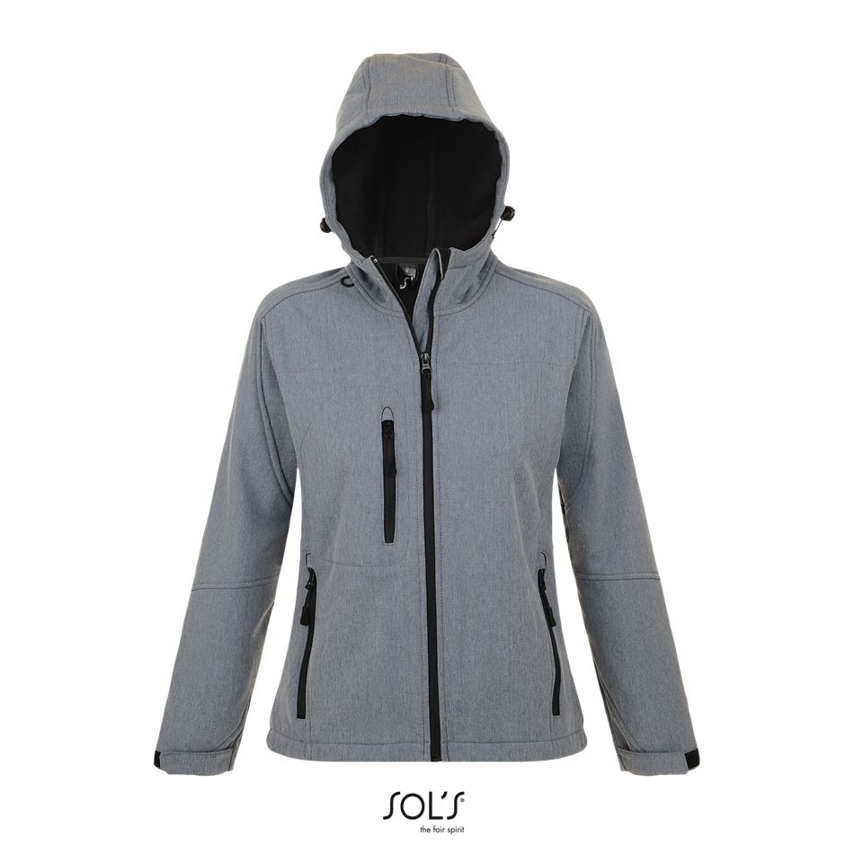 Softshell Con Capucha Para Mujer SOL'S REPLAY WOMEN GRIS MEZCLA