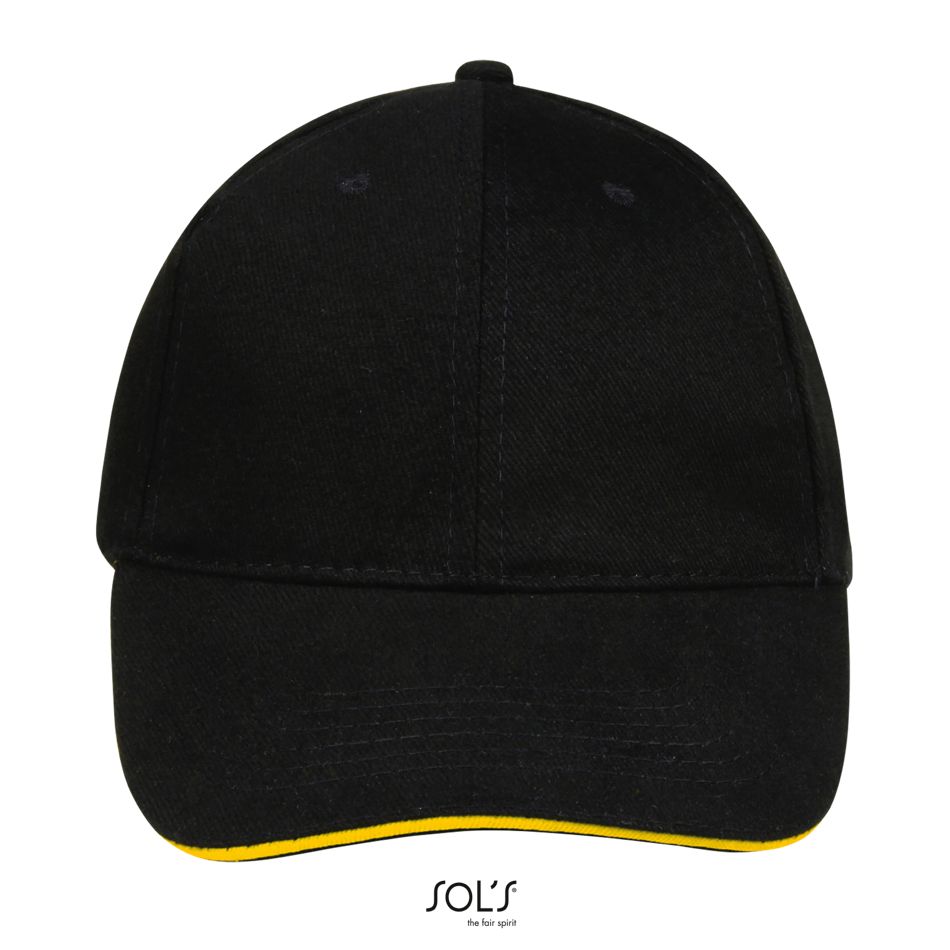 Gorra 6 Paneles SOL'S BUFFALO Negro / Amarillo