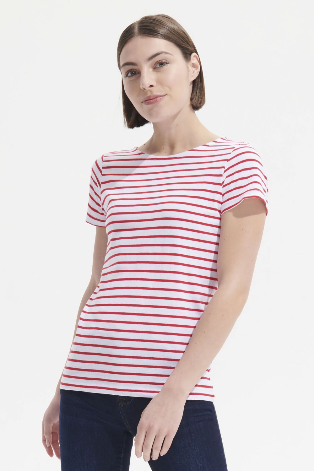 Camiseta de cuello redondo a rayas para mujer Miles