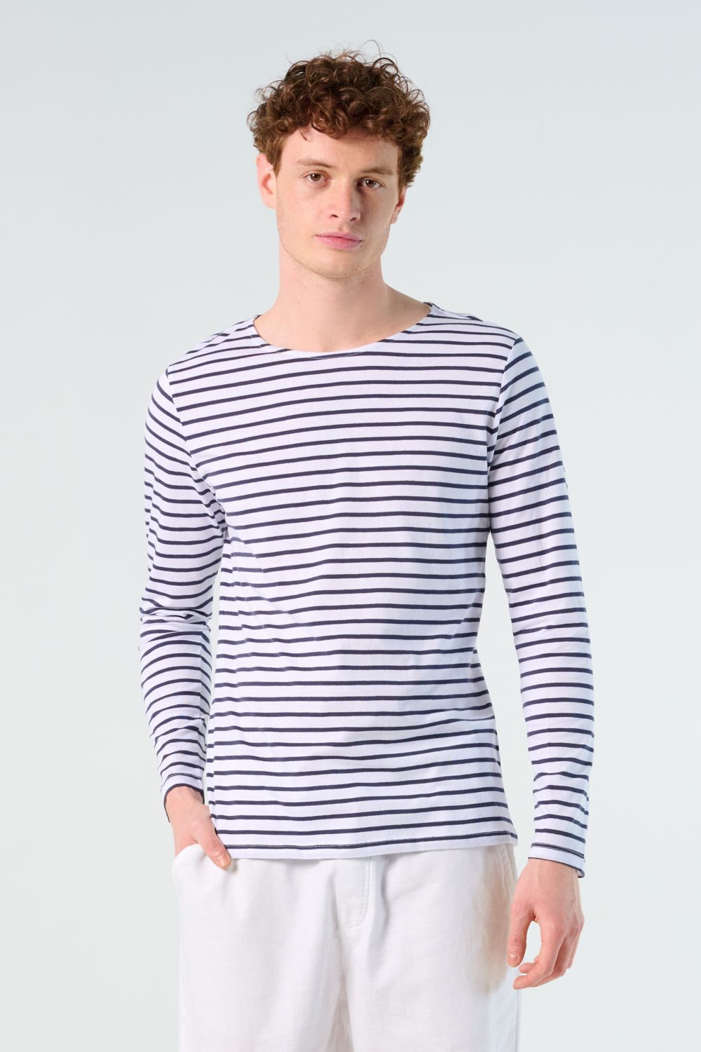 Camiseta hombre manga larga a rayas Marine