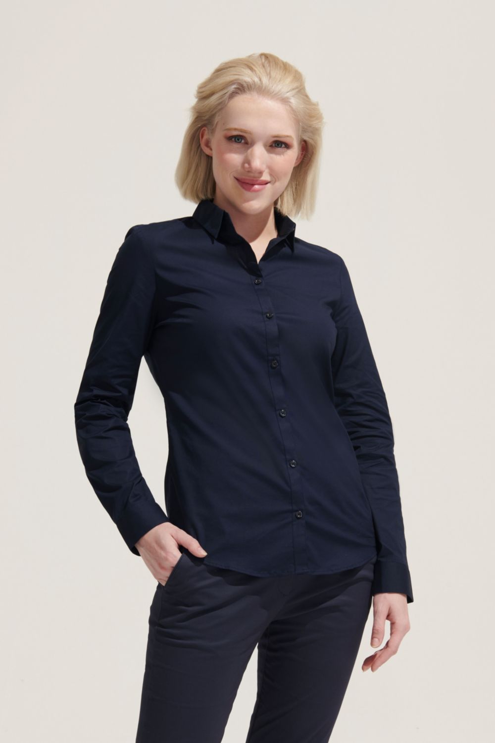 Camisa stretch manga larga para mujer Blake