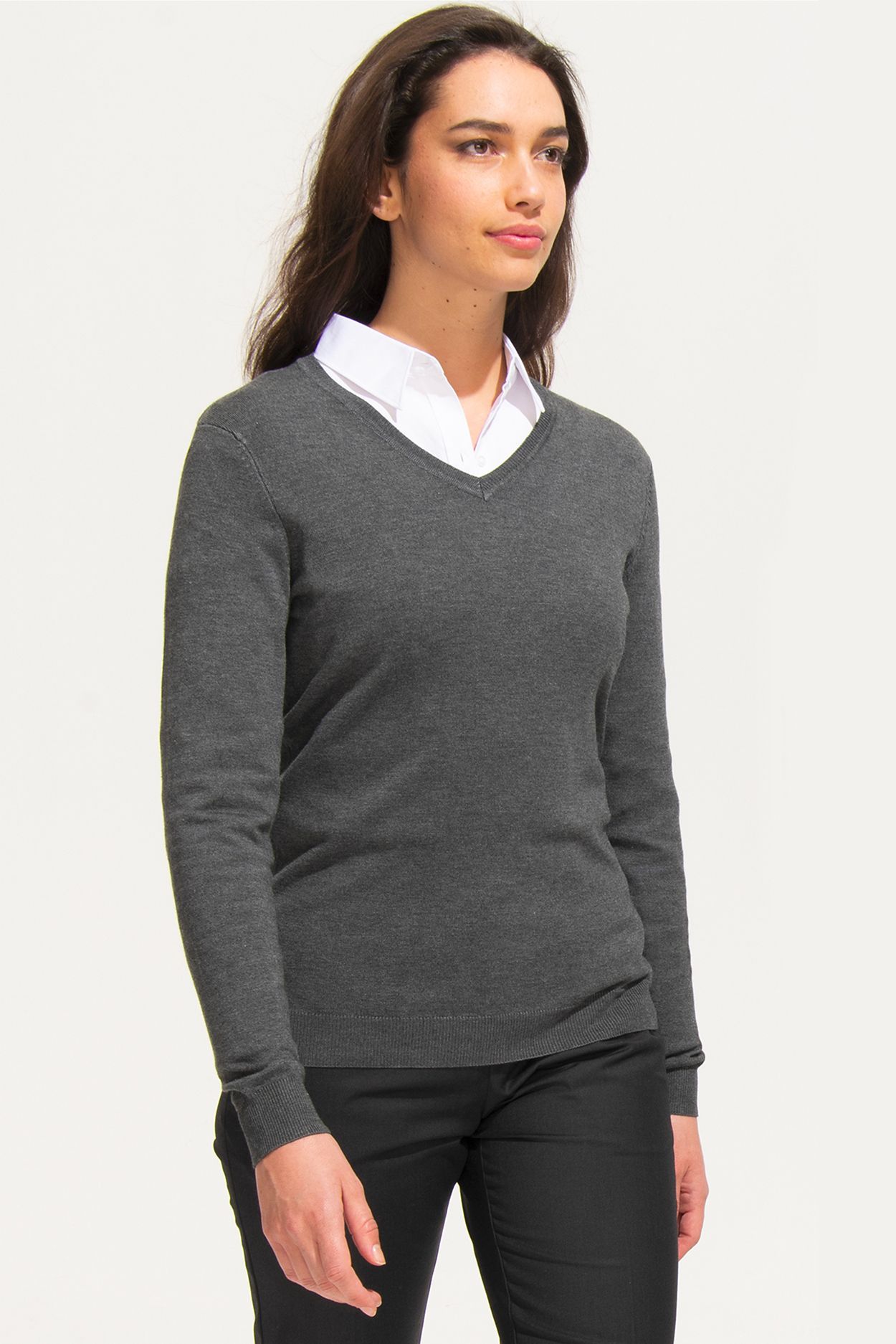 QINGKAI Jersey Mujer,Mujer Gris Color Sólido Corto Cuello Redondo