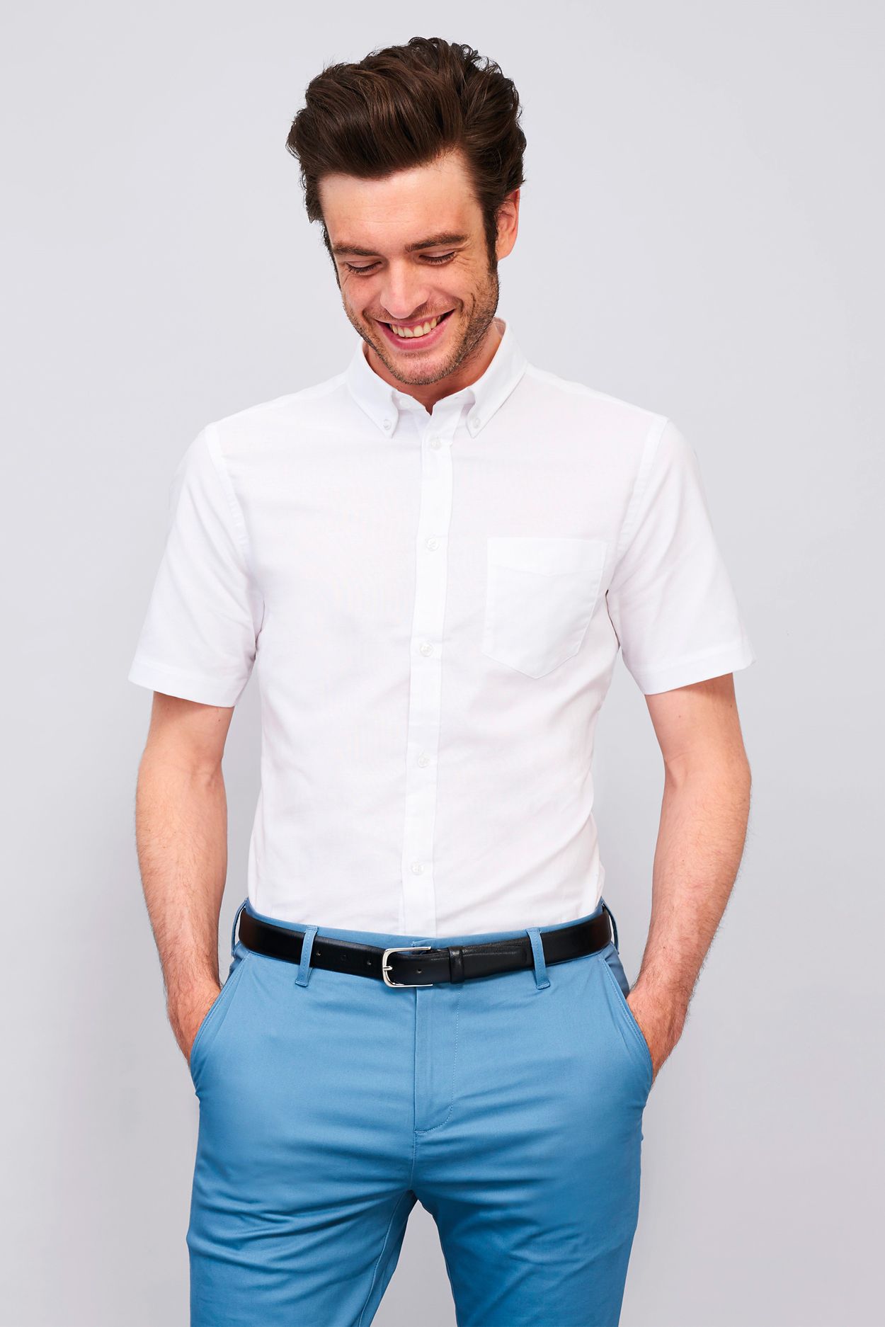 BRISBANE FIT - Camisa Hombre Manga Corta Bolsillo