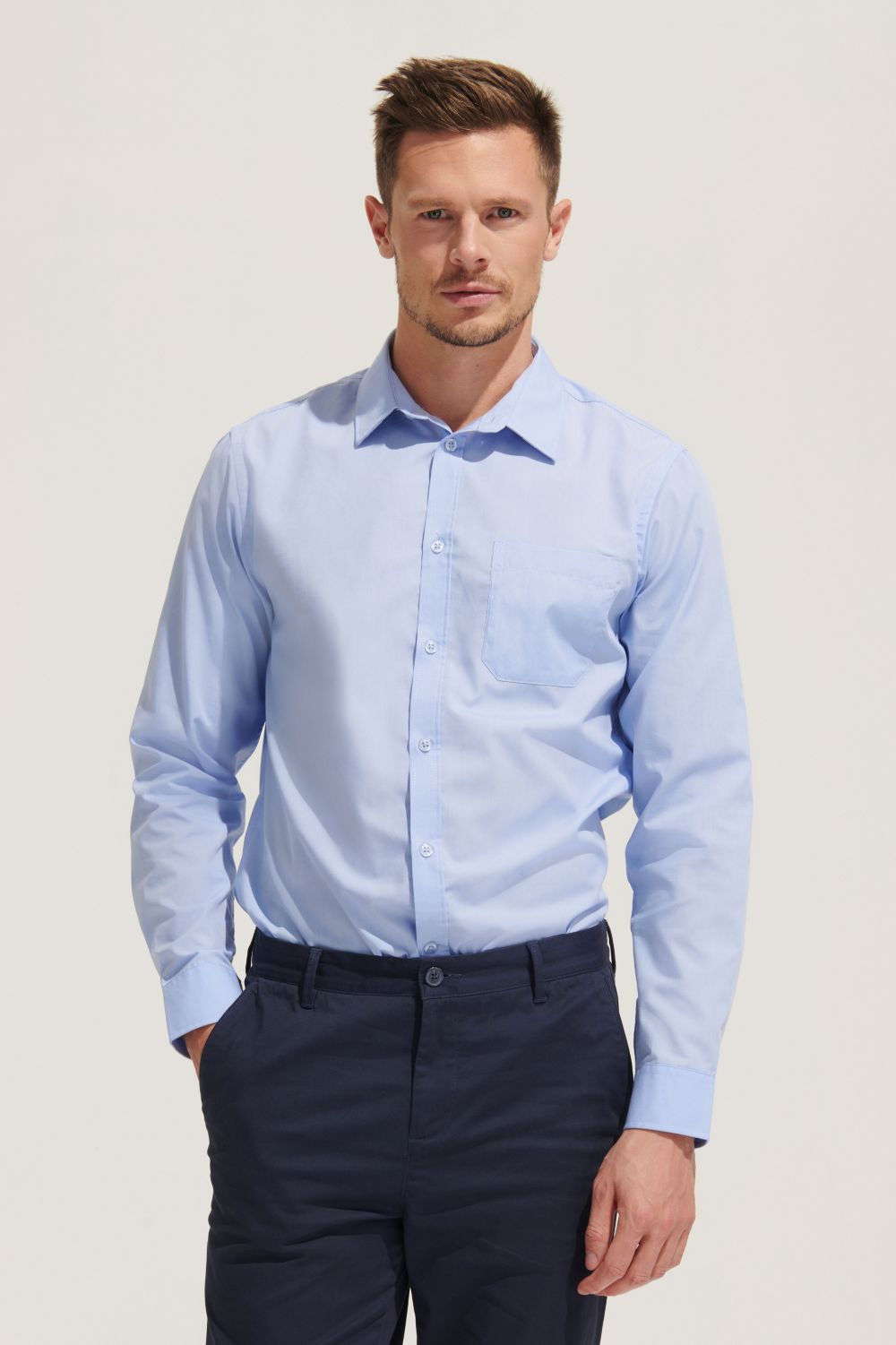 Camisa de popelina de manga larga para hombre Baltimore Fit