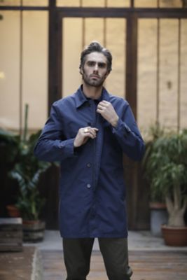 Blue trench coat male sale