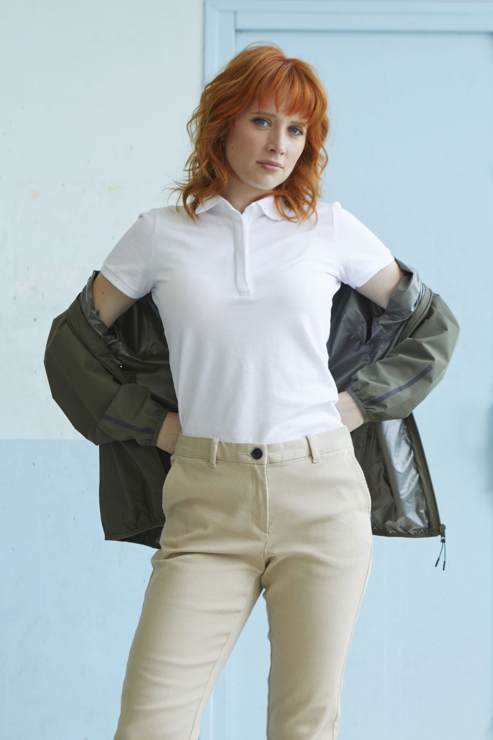 Polo piqué con tapeta oculta para mujer Owen