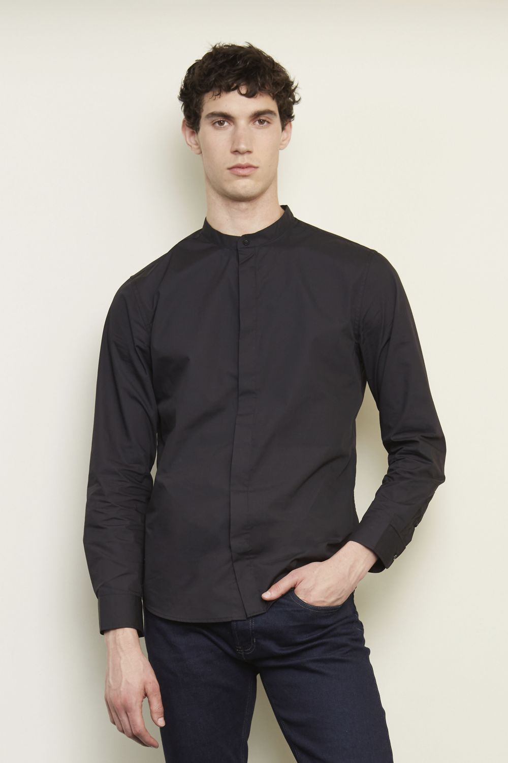 Camisa cuello mao para hombre Bart