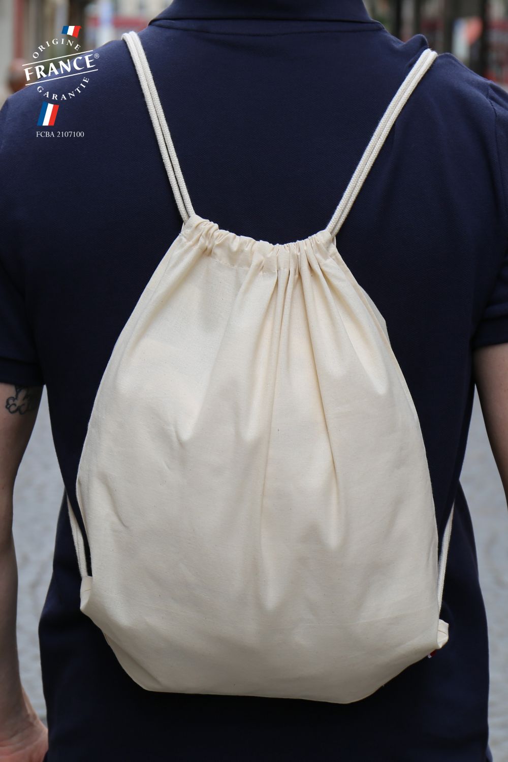Mochila con cordones fabricada en francia Côme