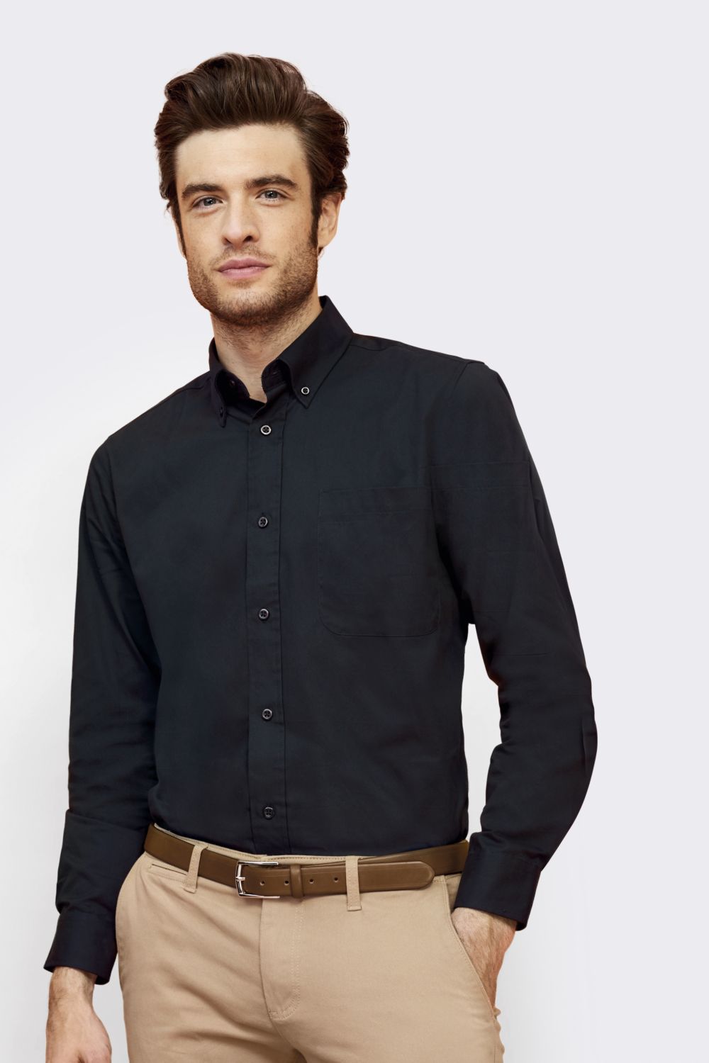 Camisa algodón twill hombre manga larga Bel-Air
